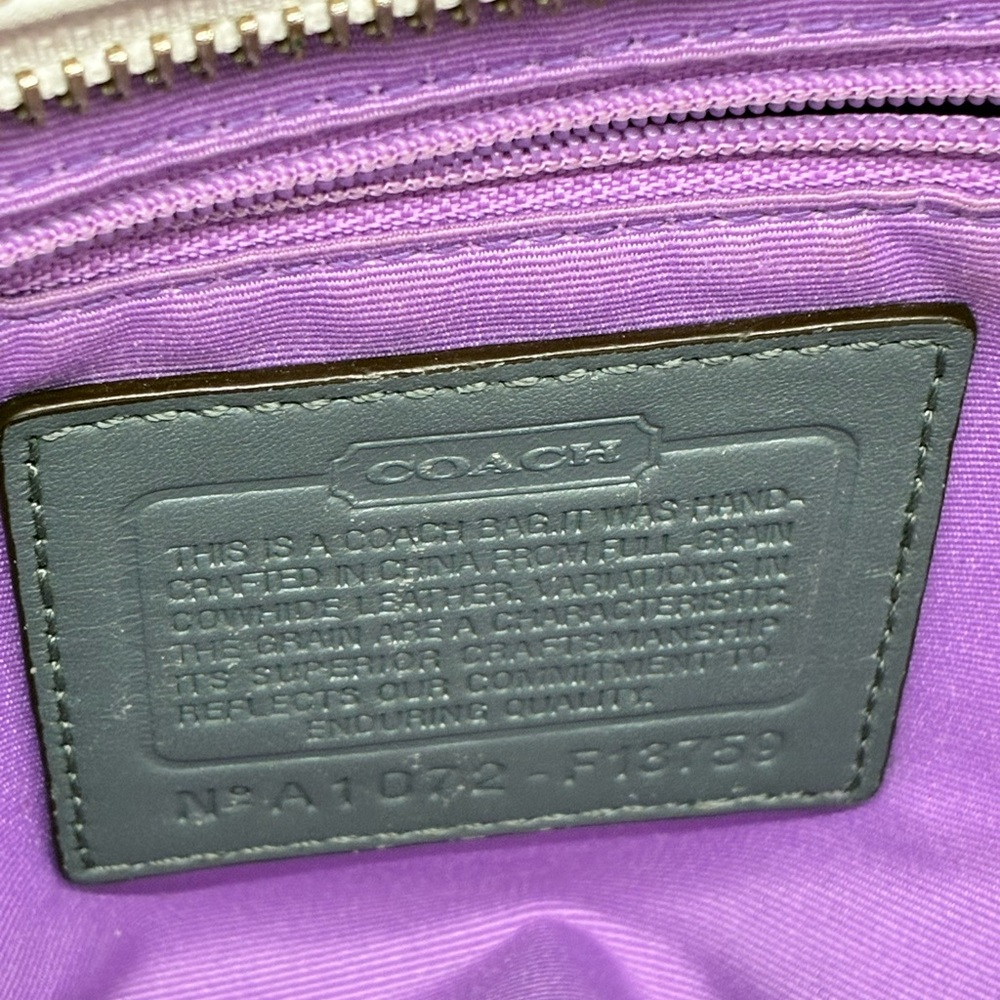 COACH PLEATED EAST/WEST GALLERY WHITE  GRAY LEATHER TOTE  SHOULDER BAG - Picture 9 of 9